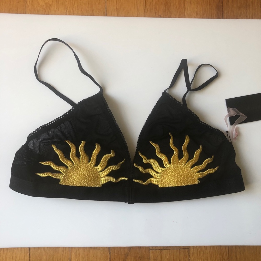 Sun appliqué black bra / Bralette